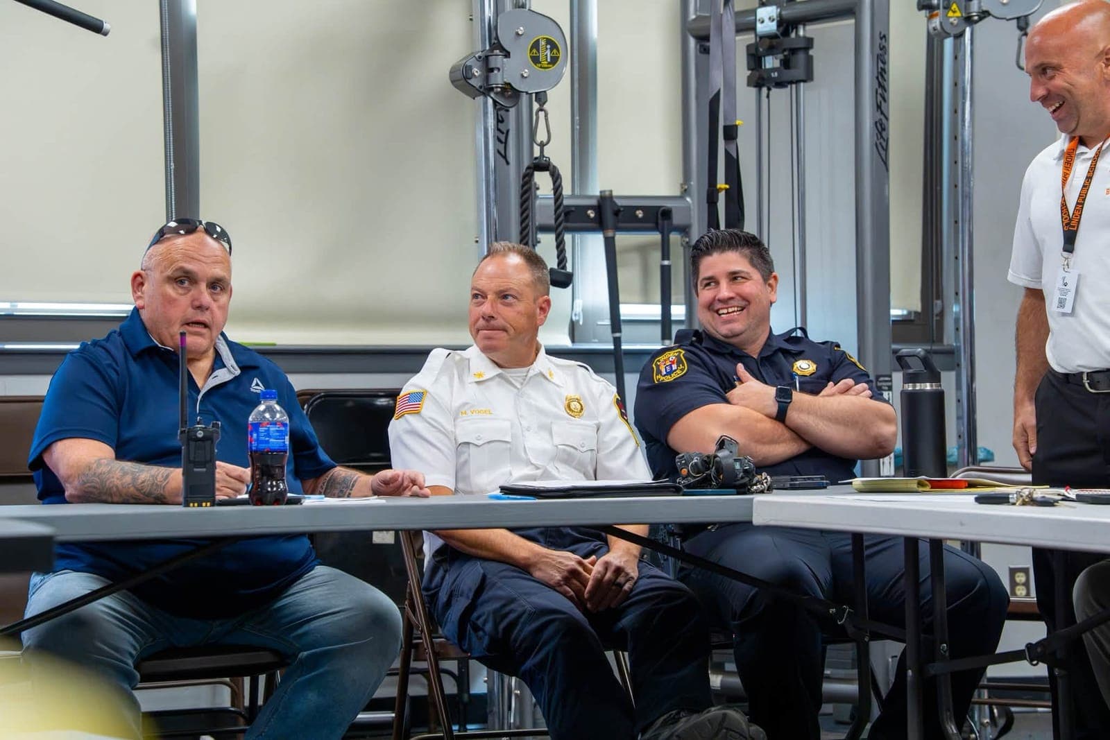 Linden school officials and first responders take part in a tabletop athletic-safety exercise at Tiger Stadium at Cooper Field.