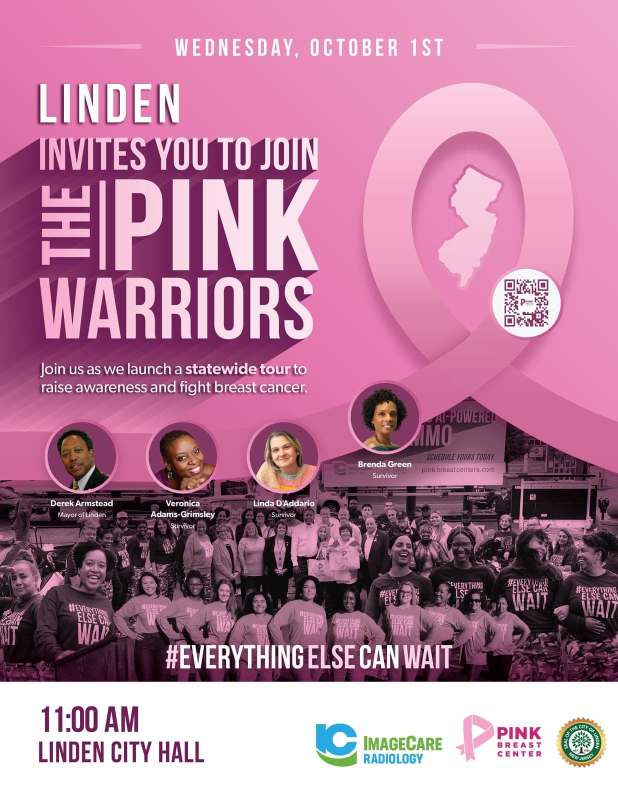 Linden will host a Pink Warriors breast-cancer-awareness observance Oct. 1 at City Hall.